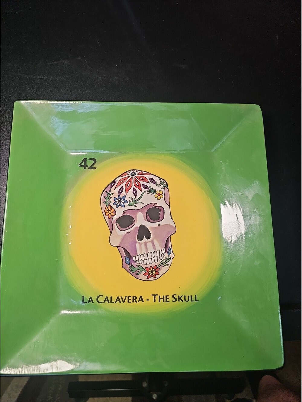 my loteria by cristina sosa noriega la calavera the skull  square plate #42